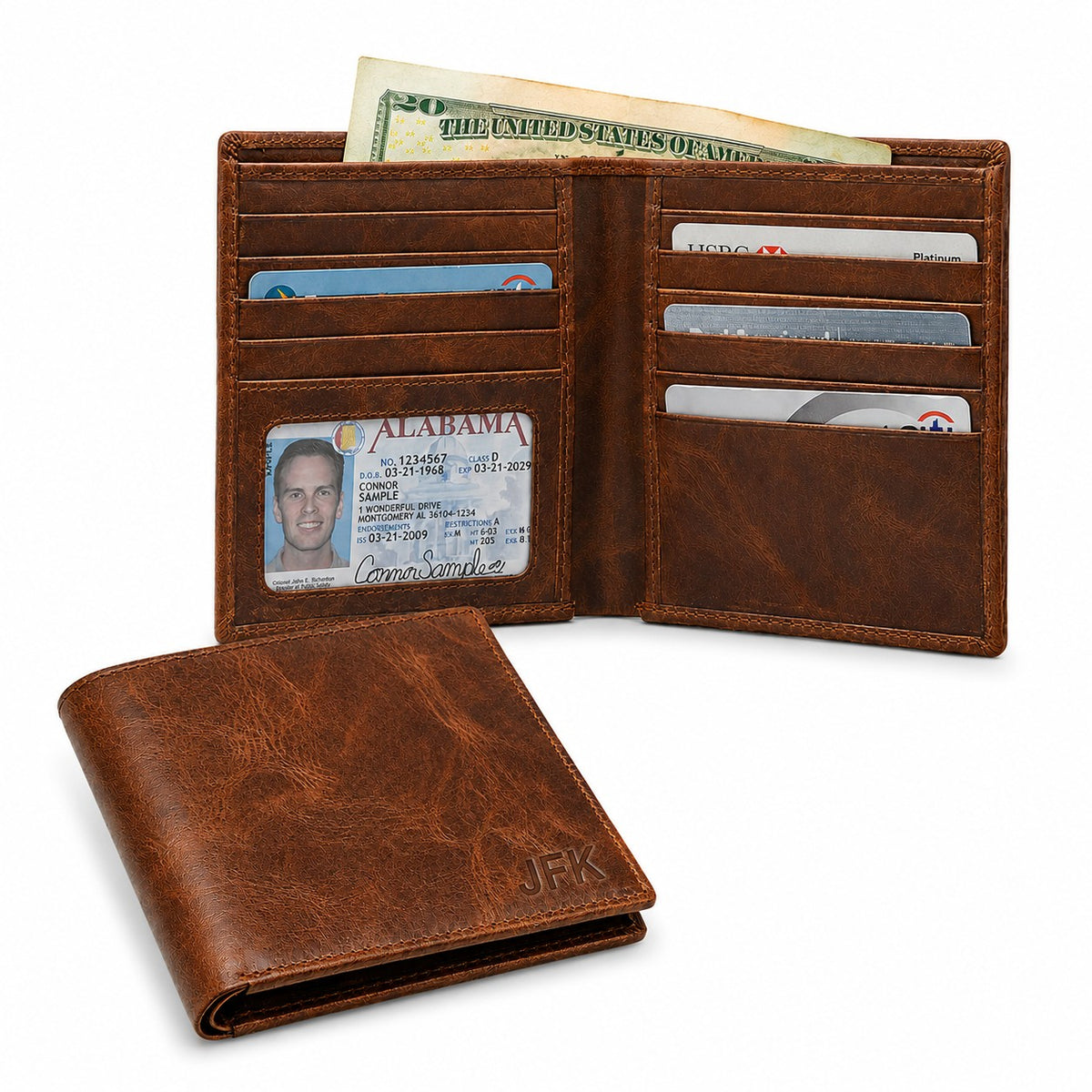 Executive Collection RFID Blocking Brown Leather Hipster Wallet