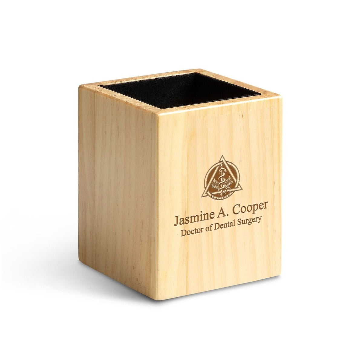 Maple Wood Dentist Theme Personalized Pen and Pencil Cup