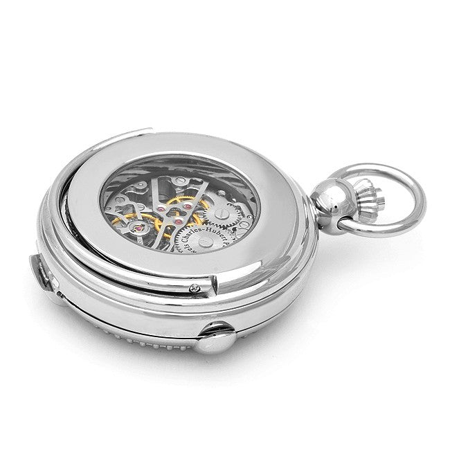 Silver Mechanical Charles Hubert Pocket Watch & Chain #3847 - Executive Gift Shoppe