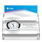 Personalized Crystal Business Card Holder & Desk Clock