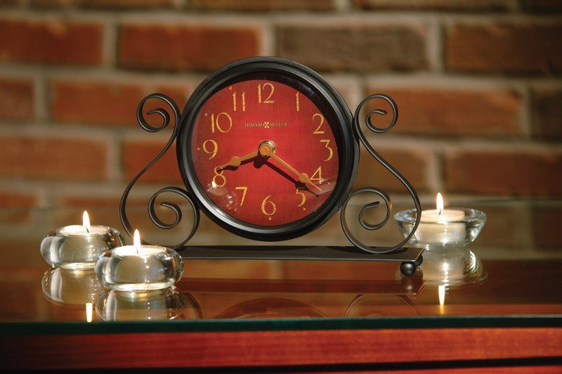 Marisa Bent Scroll Iron Table Clock by Howard Miller