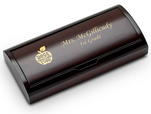 Best Teacher Ever Personalized Two Piece Pen Set with Wood Box