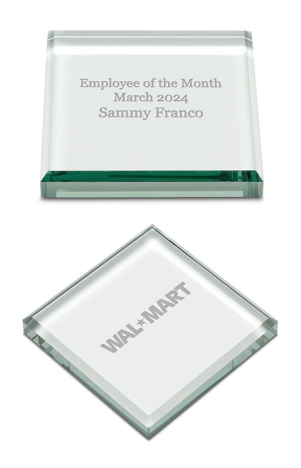 Jade Glass Square Paperweight with Free Laser Engraving