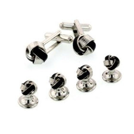 Enamel knot cufflinks and shirt studs formal set
