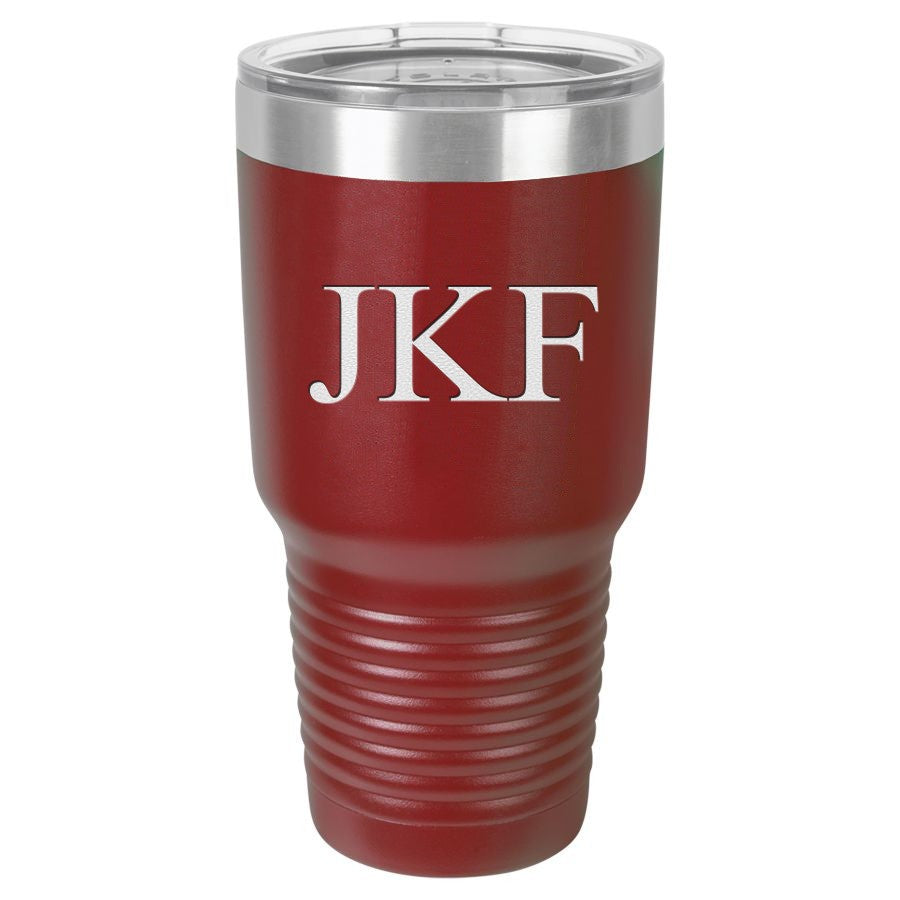 30 Ounce Maroon Polar Camel Ringneck Tumbler with Personalized Initials