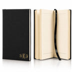 Black & Gold Journal with Black Satin Bookmark with Script Monogram