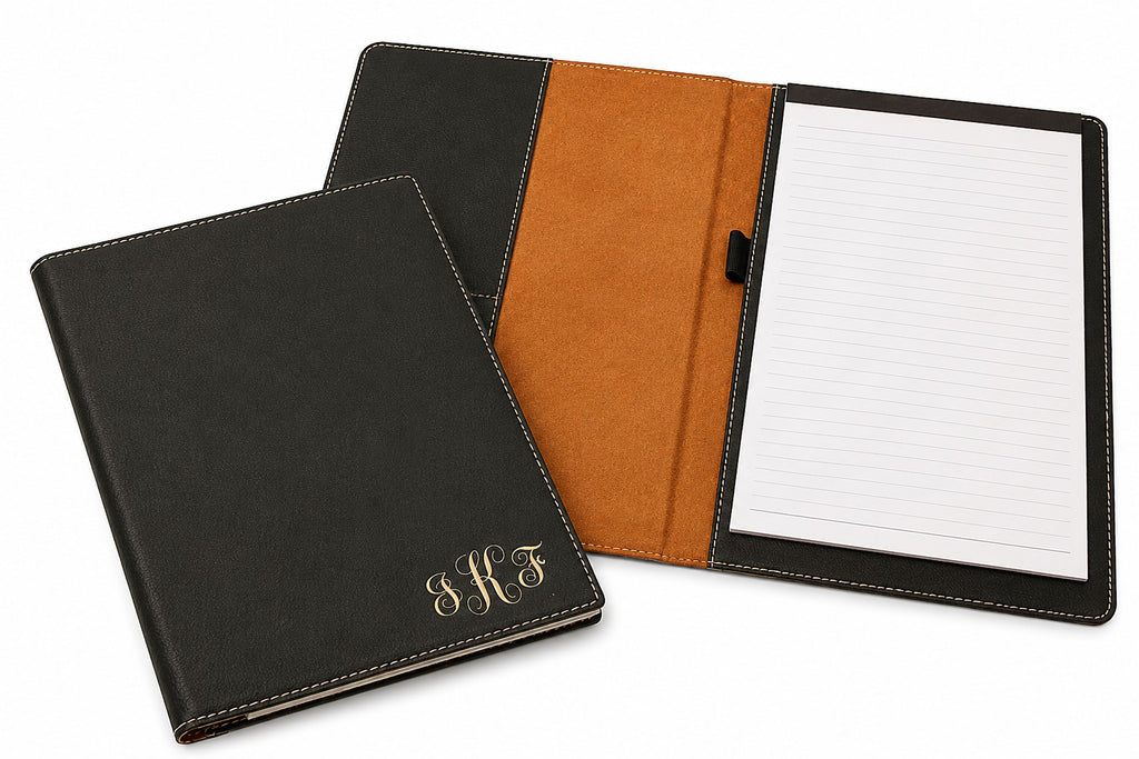 Black Portfolio & Notebook with Script Monogram