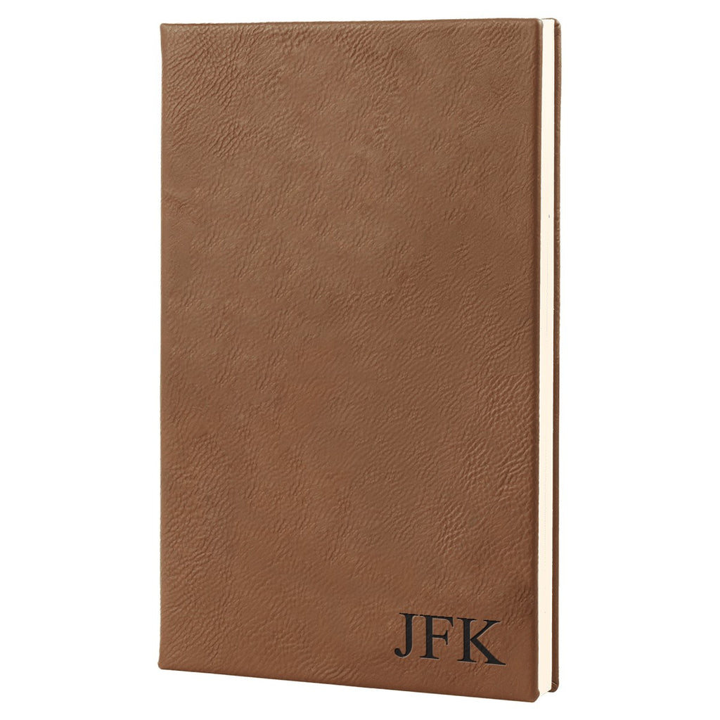 Dark Brown Journal with Black Satin Bookmark with Personalized Initials
