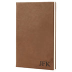 Dark Brown Journal with Black Satin Bookmark with Personalized Initials