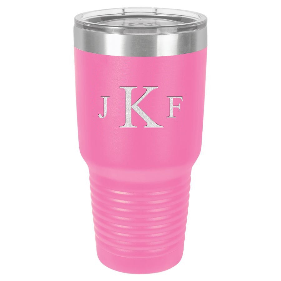 Roman Monogram 30 Ounce Pink Polar Camel Ringneck Tumbler