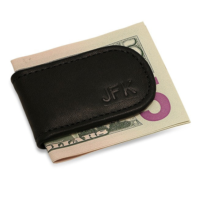 Personalized Antique Leather Magnetic Money Clip