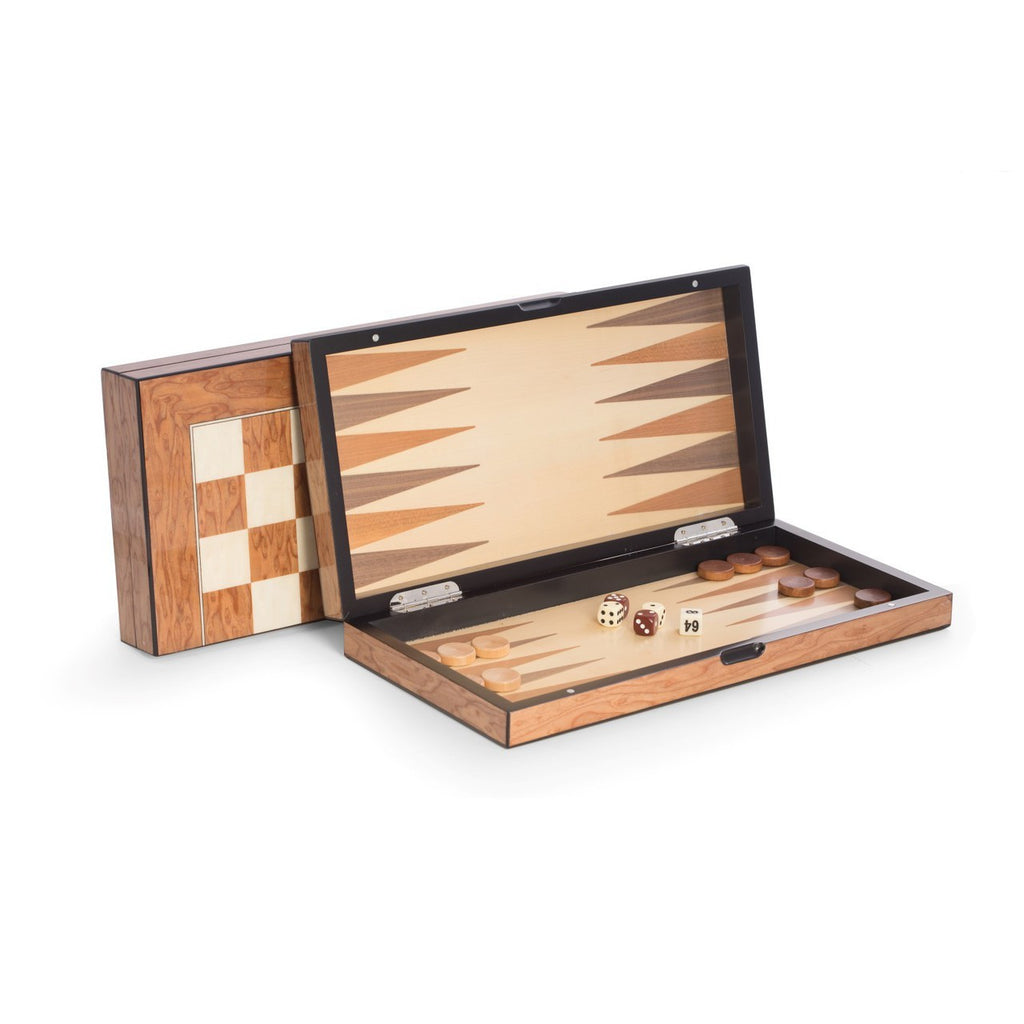 Executive Wood Backgammon & Chess Set