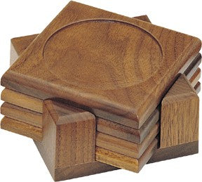 Solid Walnut 4 Piece Coaster Set with Holder
