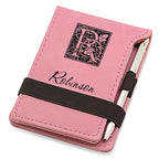 Initial Monogram Pink Leatherette Notepad & Pen
