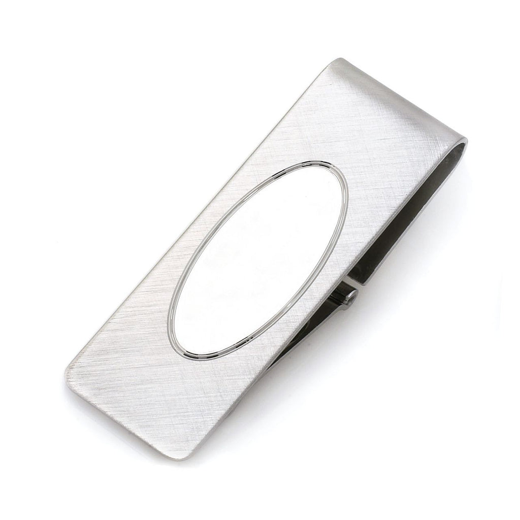 Sterling Silver Engraved Money Clip with Oval Engraving Shield - Executive Gift Shoppe