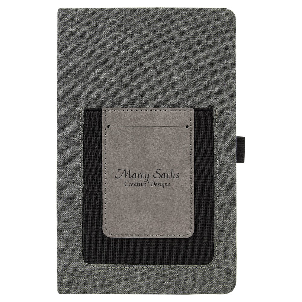 Personalized Writing Journal with Gray Cell Phone & Card Slot