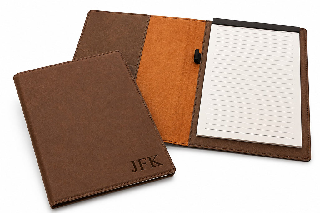 Brown Small Portfolio & Notebook with Personalized Initials