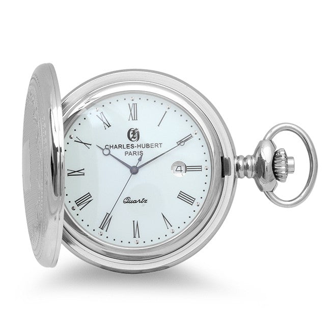 Engraved Quartz Charles Hubert Pocket Watch & Chain #3544 - Executive Gift Shoppe