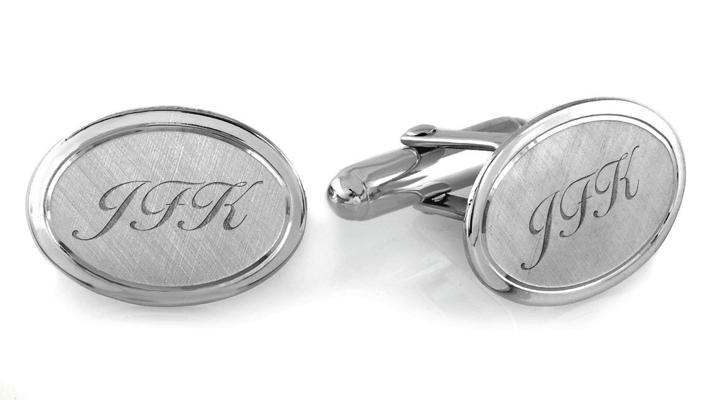 Sterling Silver Two Tone Collection Engravable Cufflinks