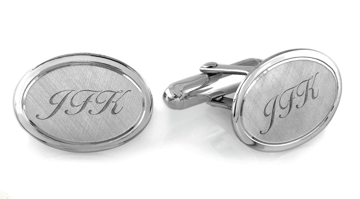 Sterling Silver Two Tone Collection Engravable Cufflinks