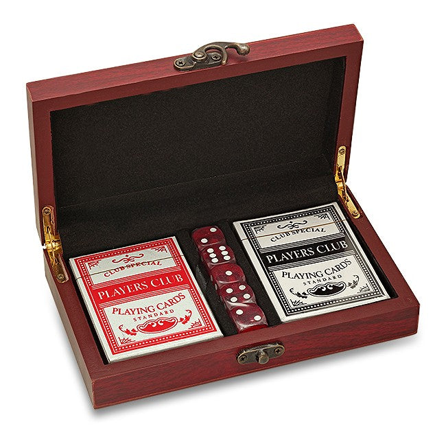Personalized Rosewood Cards & Dice Set - Executive Gift Shoppe