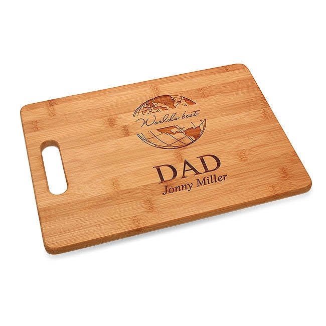 World's Best Dad Bamboo Cutting Board With Handle