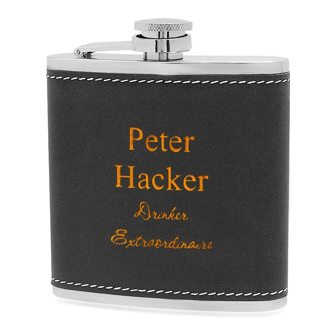 Black & Orange Personalized Drinking Flask - Executive Gift Shoppe