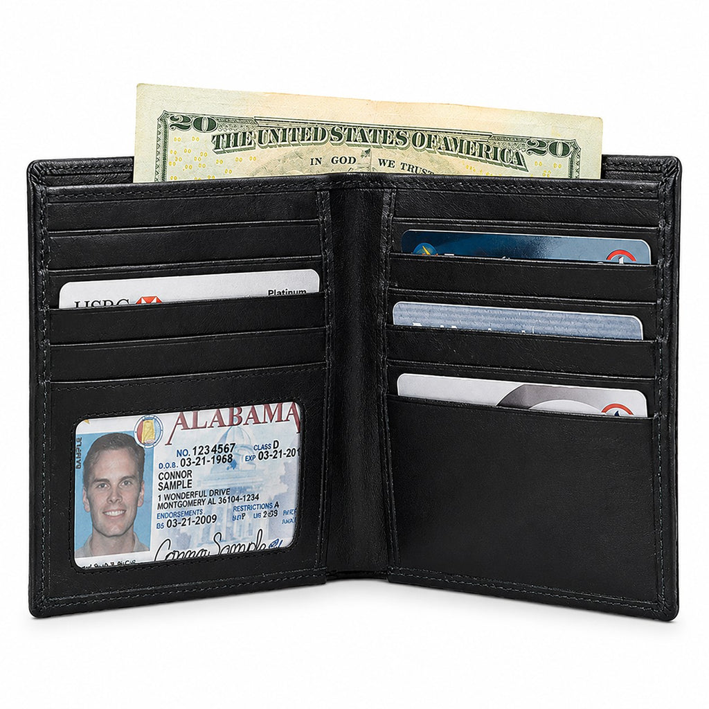 Executive Collection RFID Blocking Black Leather Hipster Wallet