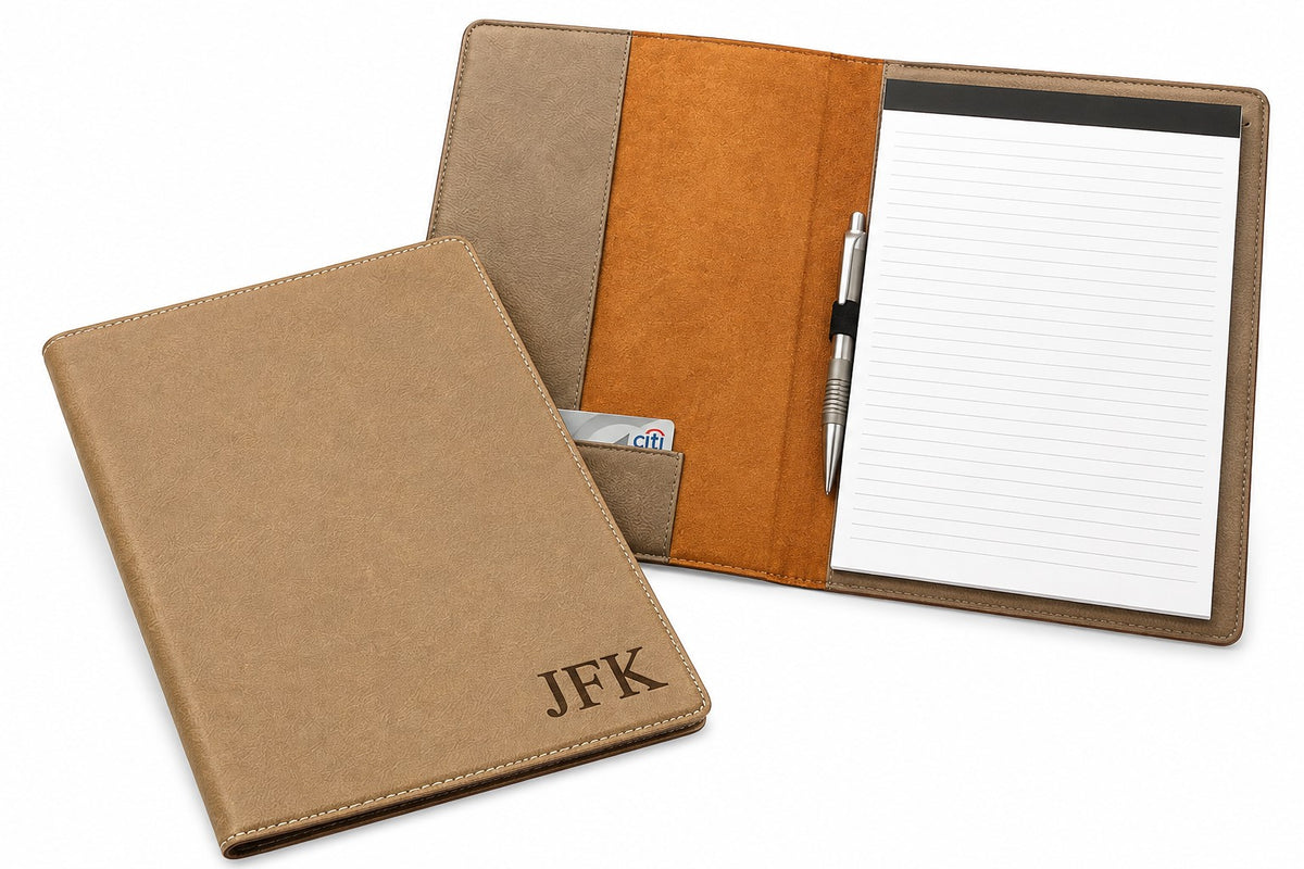 Tan Portfolio & Notebook with Personalized Initials