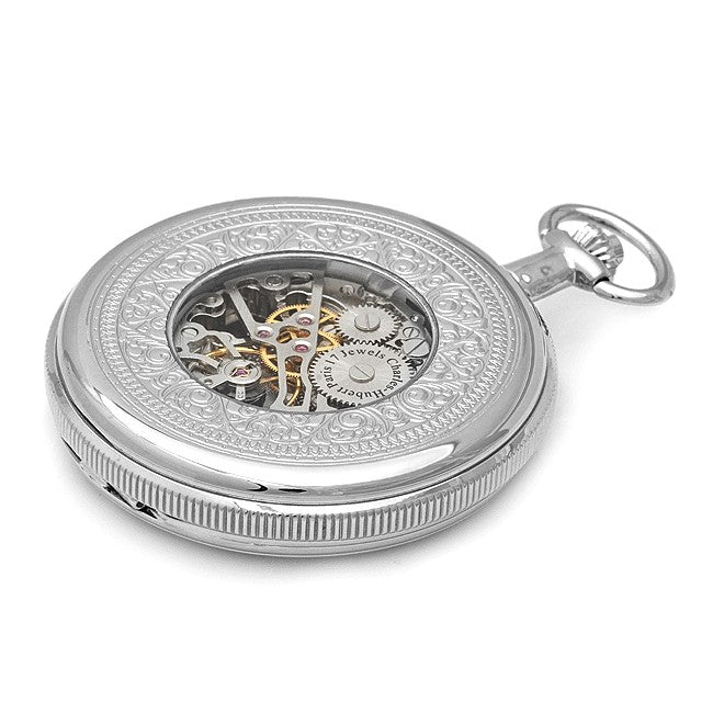 Silver Charles Hubert Pocket Watch & Chain #3909-W - Executive Gift Shoppe