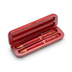 Roman Monogram Theme Personalized Cherry Finish Pen and Pencil Set