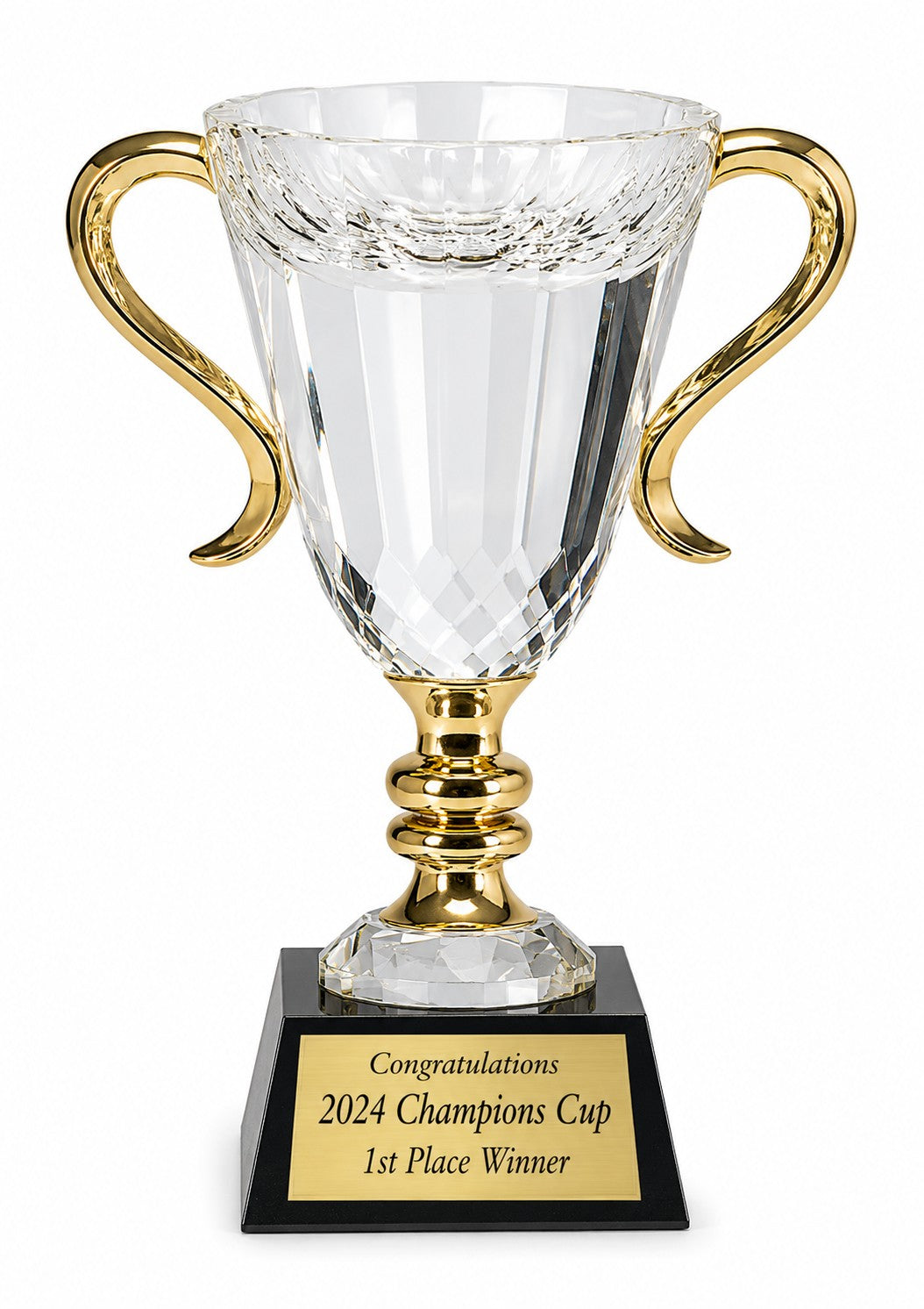 Personalized Crystal Cup With Gold Handles