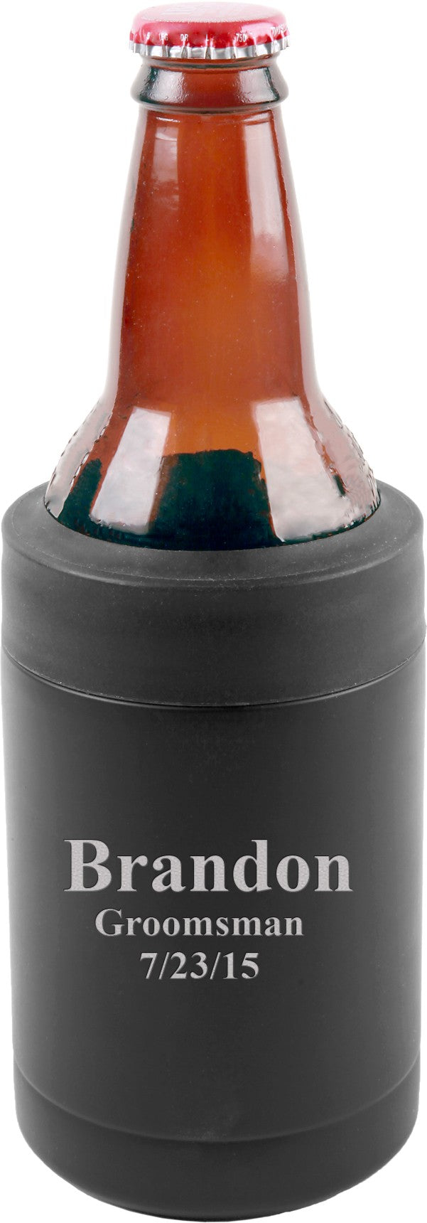 Personalized Black Insulated Can & Bottle Holder