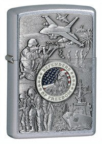 Defenders of Freedom Emblem Street Chrome Zippo Lighter - ID# 24457
