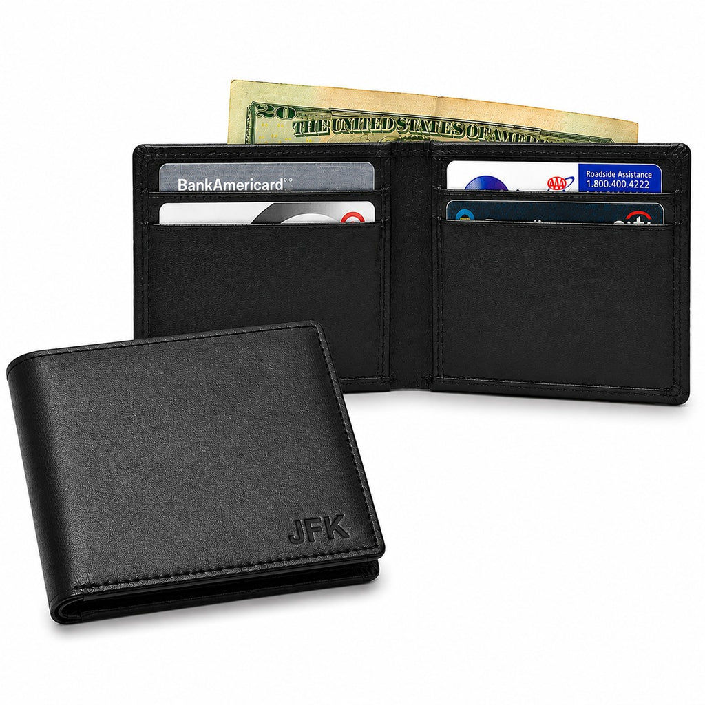 Executive Collection RFID Blocking Black Leather Slim Front Pocket Wallet