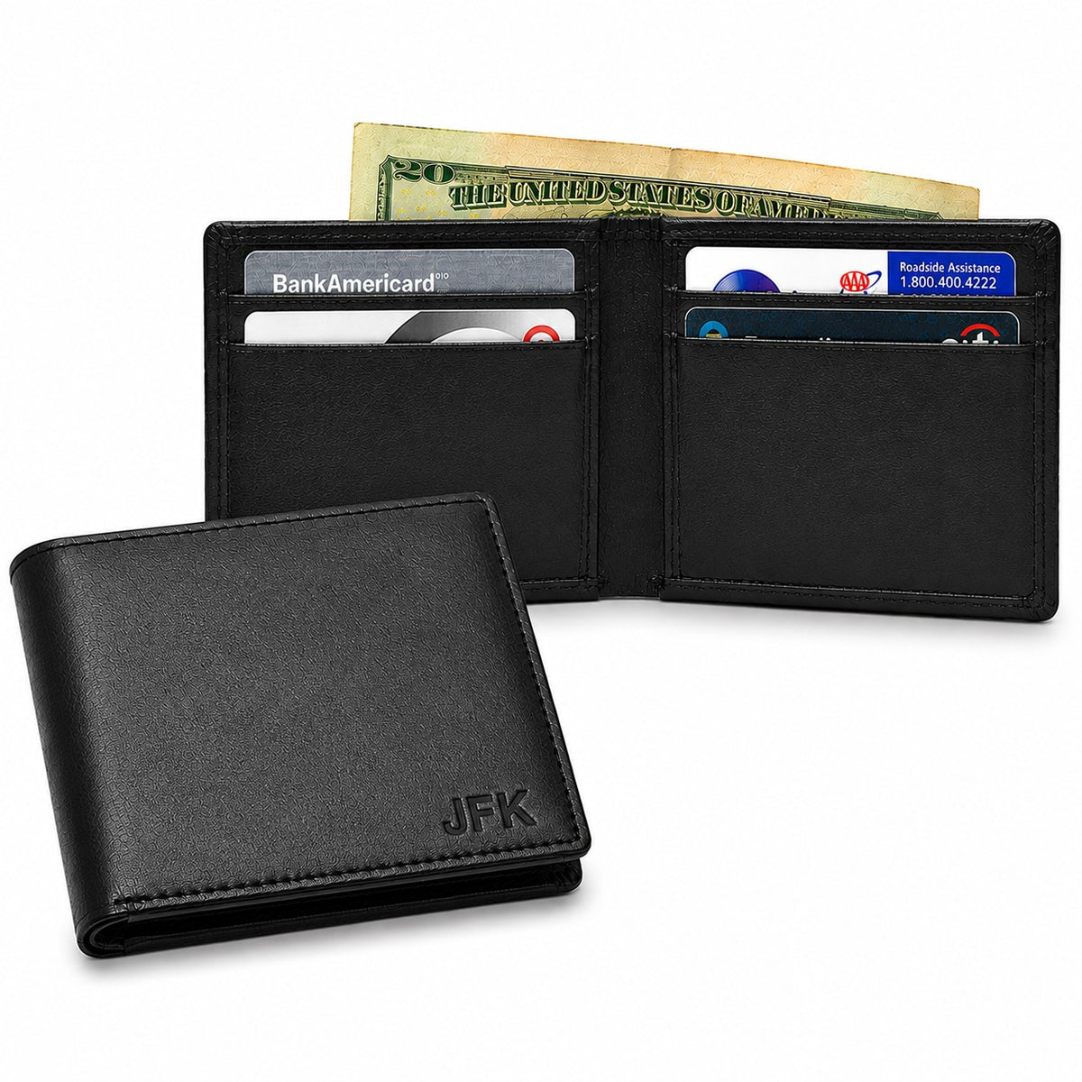 Executive Collection RFID Blocking Black Leather Slim Front Pocket Wallet