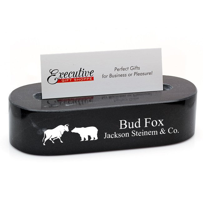 Wall Street Bull & Bear Desktop Business Card Holder - Executive Gift Shoppe